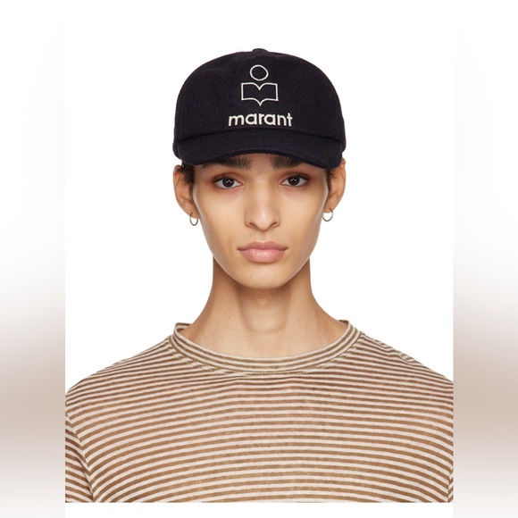 BRAND NEW WITH TAGS Isabel Marant Tyron Logo Wooly Felted Baseball Cap Black - Picture 10 of 13